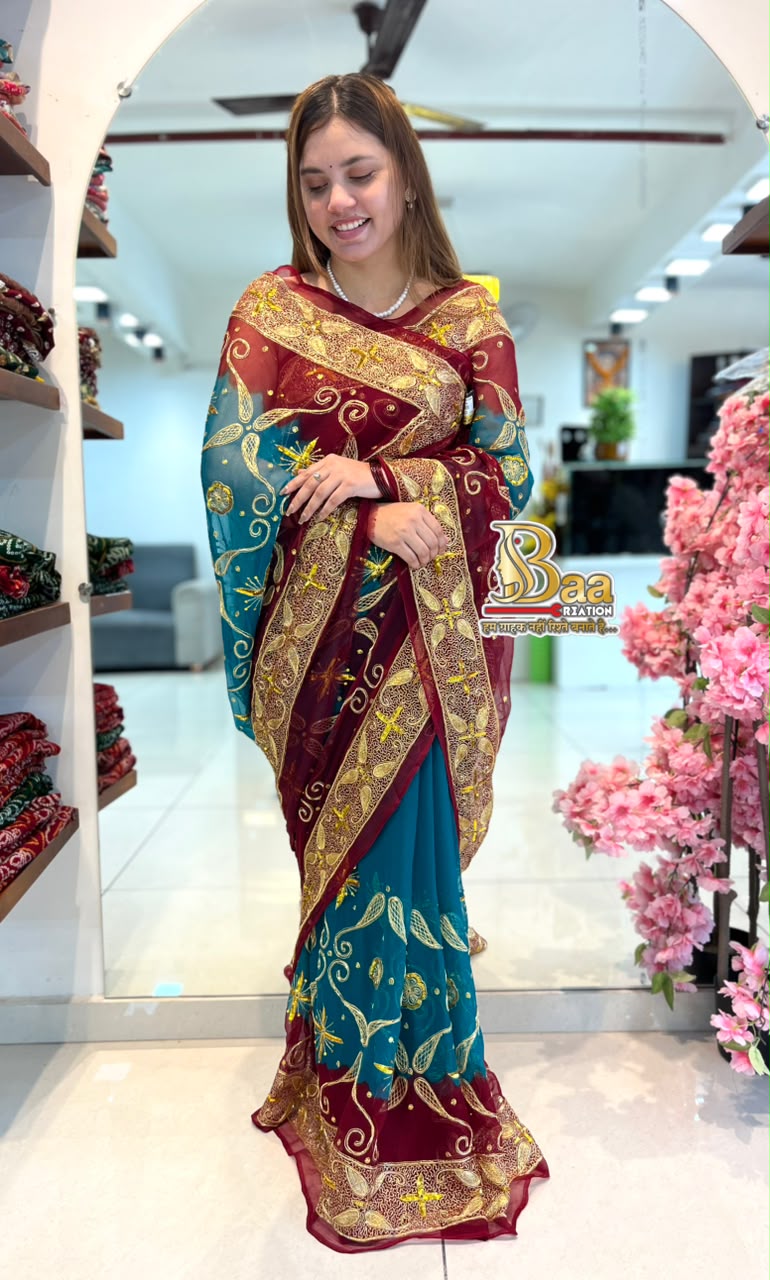 Pure Chiffon Kasab Handwork