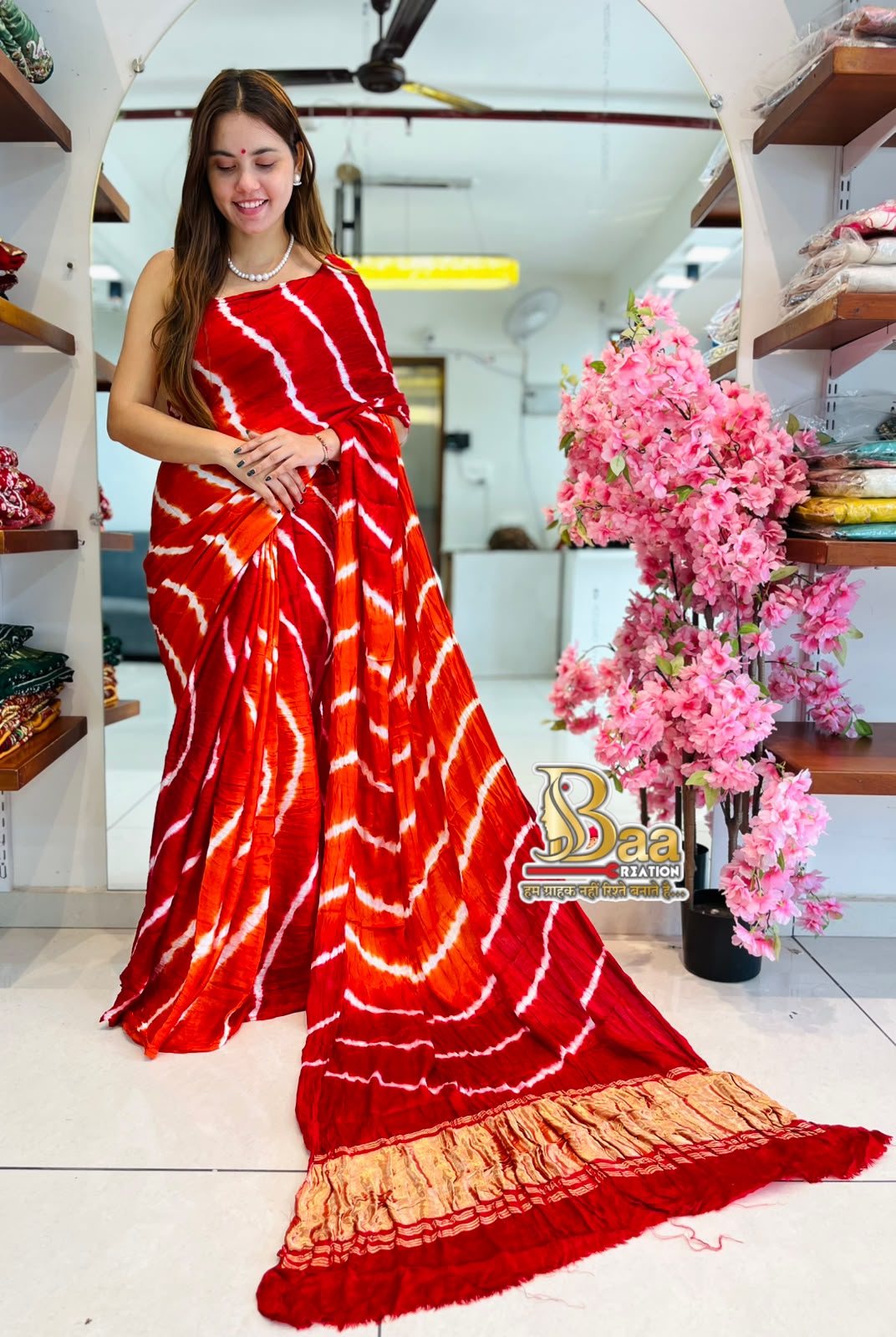 Semi Modal Silk Leheriya Saree