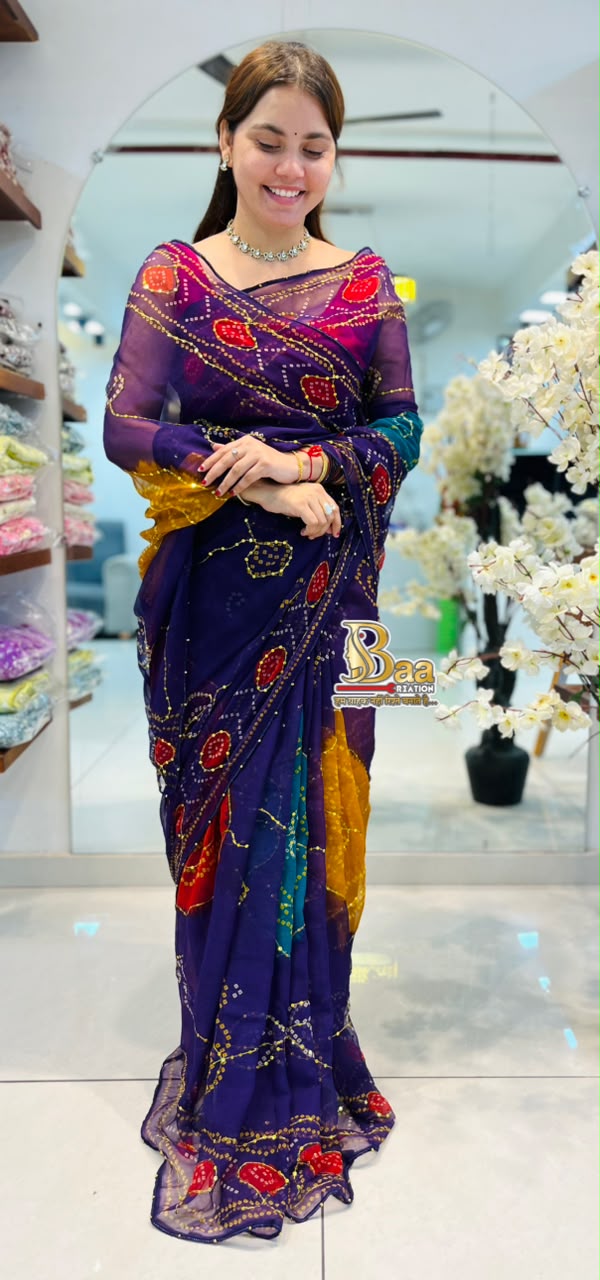 Multi Colour Kasumbo Saree