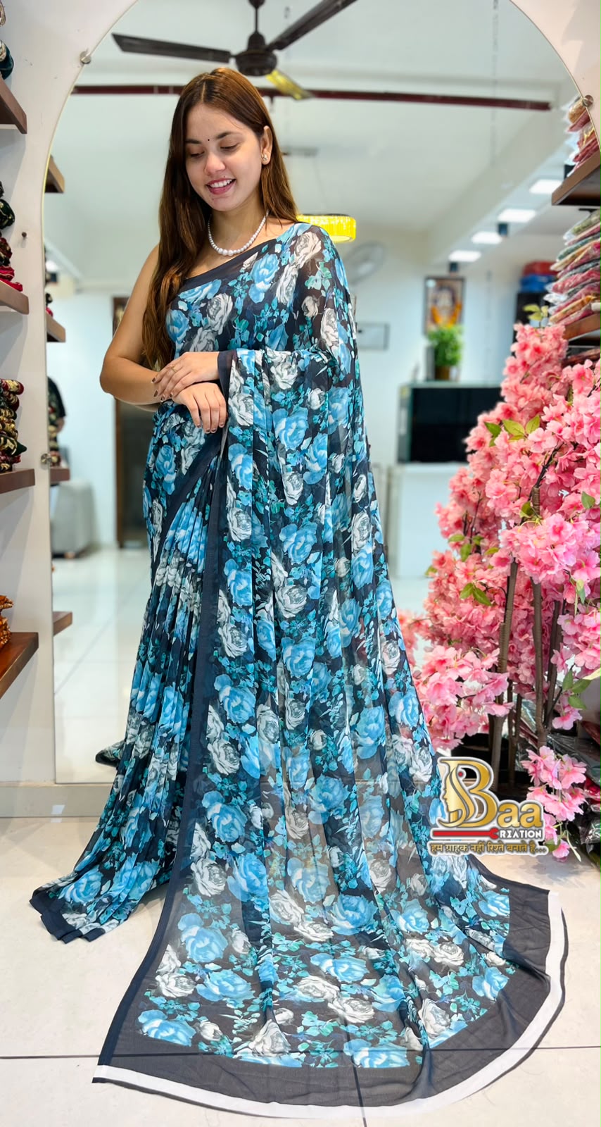 Soft Georgettte Fabric Printed Saree