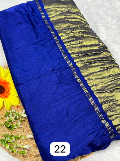 Dark Purple Plain Pure Modal Gajji Silk Saree With Zari Pallu Natural dyeing Saree-9