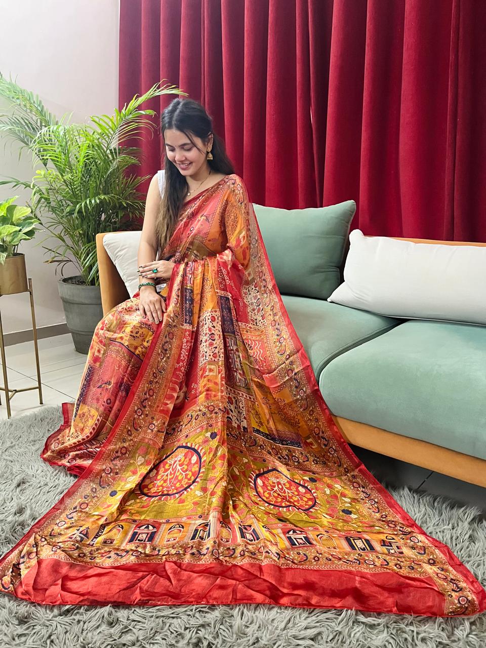 Tissue Digital Print Saree