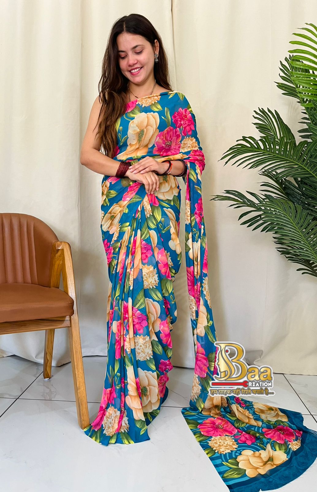 BEAUTIFUL FLORAL PRINT  DAILY WEAR SAREES