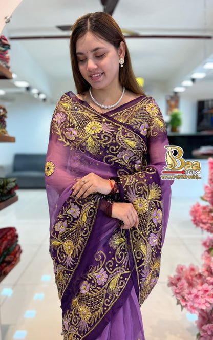 Pure Chiffon Kasab Handwork