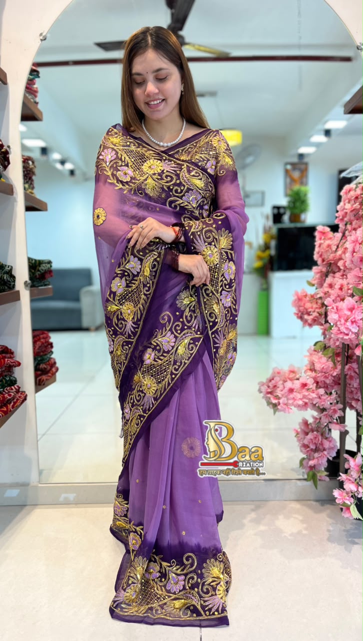 Pure Chiffon Kasab Handwork