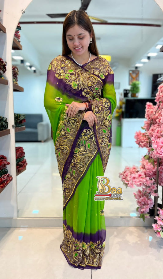 Pure Chiffon Kasab Handwork