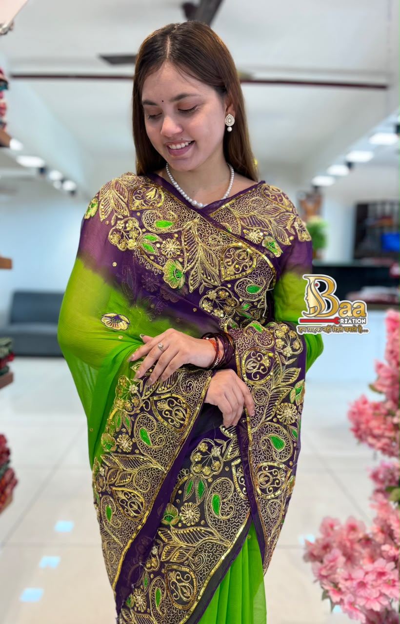 Pure Chiffon Kasab Handwork