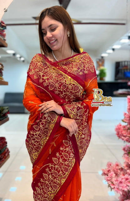 Pure Chiffon Kasab Handwork