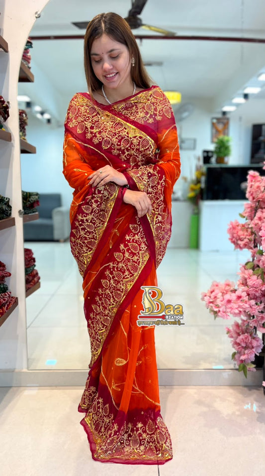 Pure Chiffon Kasab Handwork