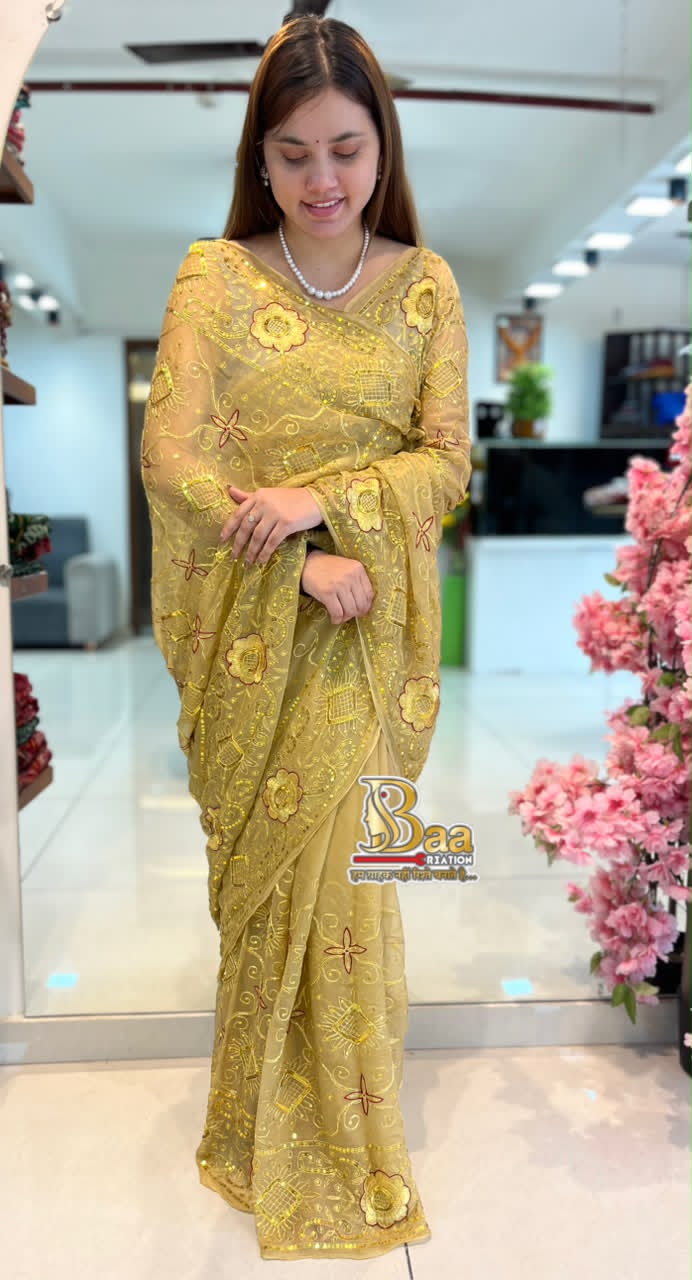 Pure Chiffon Kasab Handwork