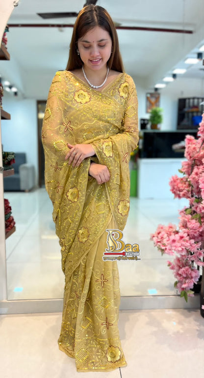 Pure Chiffon Kasab Handwork