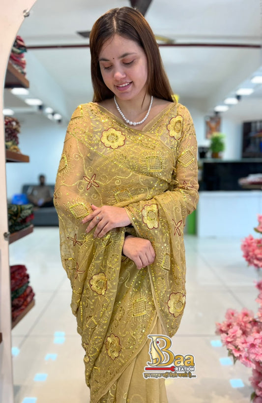 Pure Chiffon Kasab Handwork