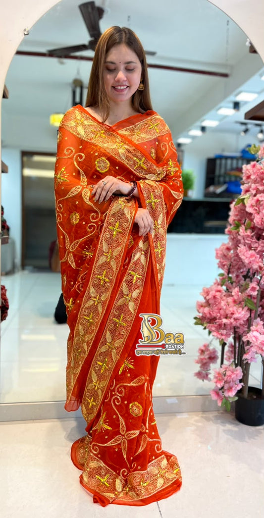 Pure Chiffon Kasab Handwork