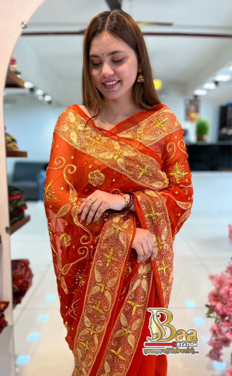 Pure Chiffon Kasab Handwork