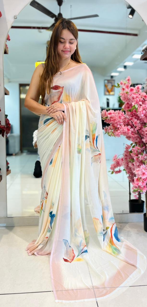 Premium Georgette Lachak Printed Saree