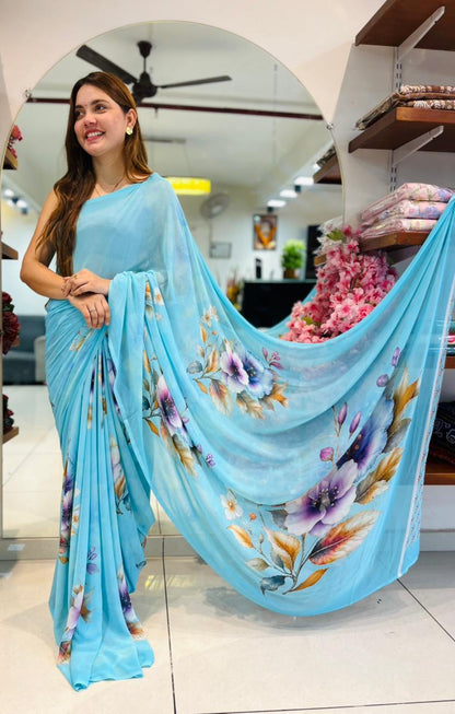 Premium Georgette Lachak Printed Saree