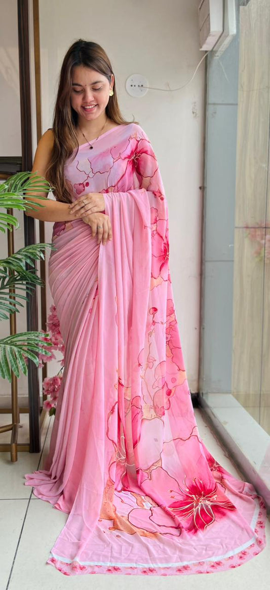Premium Georgette Lachak  Printed Saree