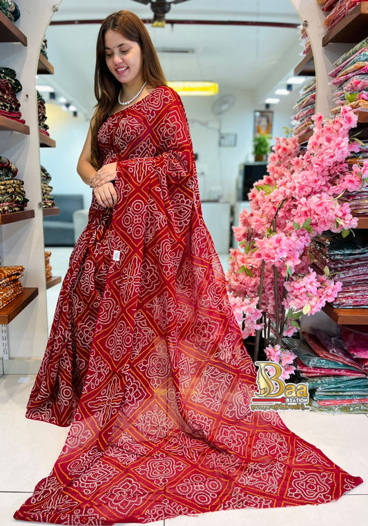 Georgette Bandhani Khadi Print