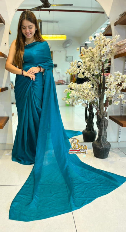 Soft Tissue Plain Saree