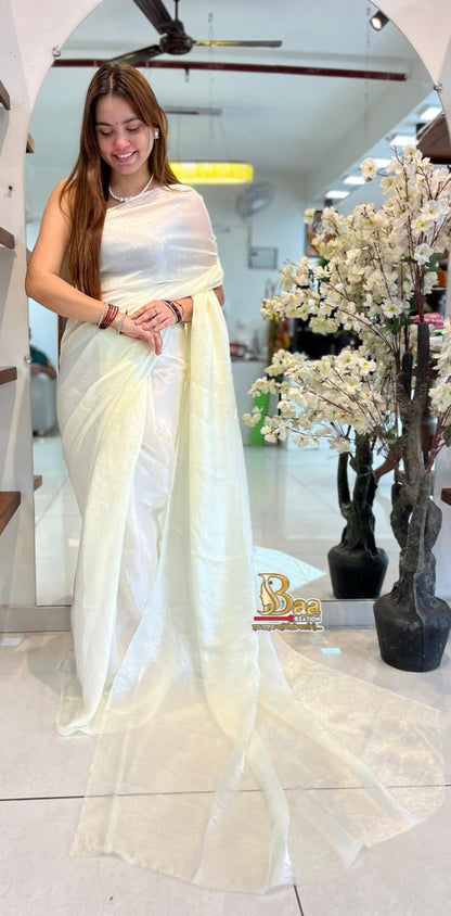 Soft Tissue Plain Saree