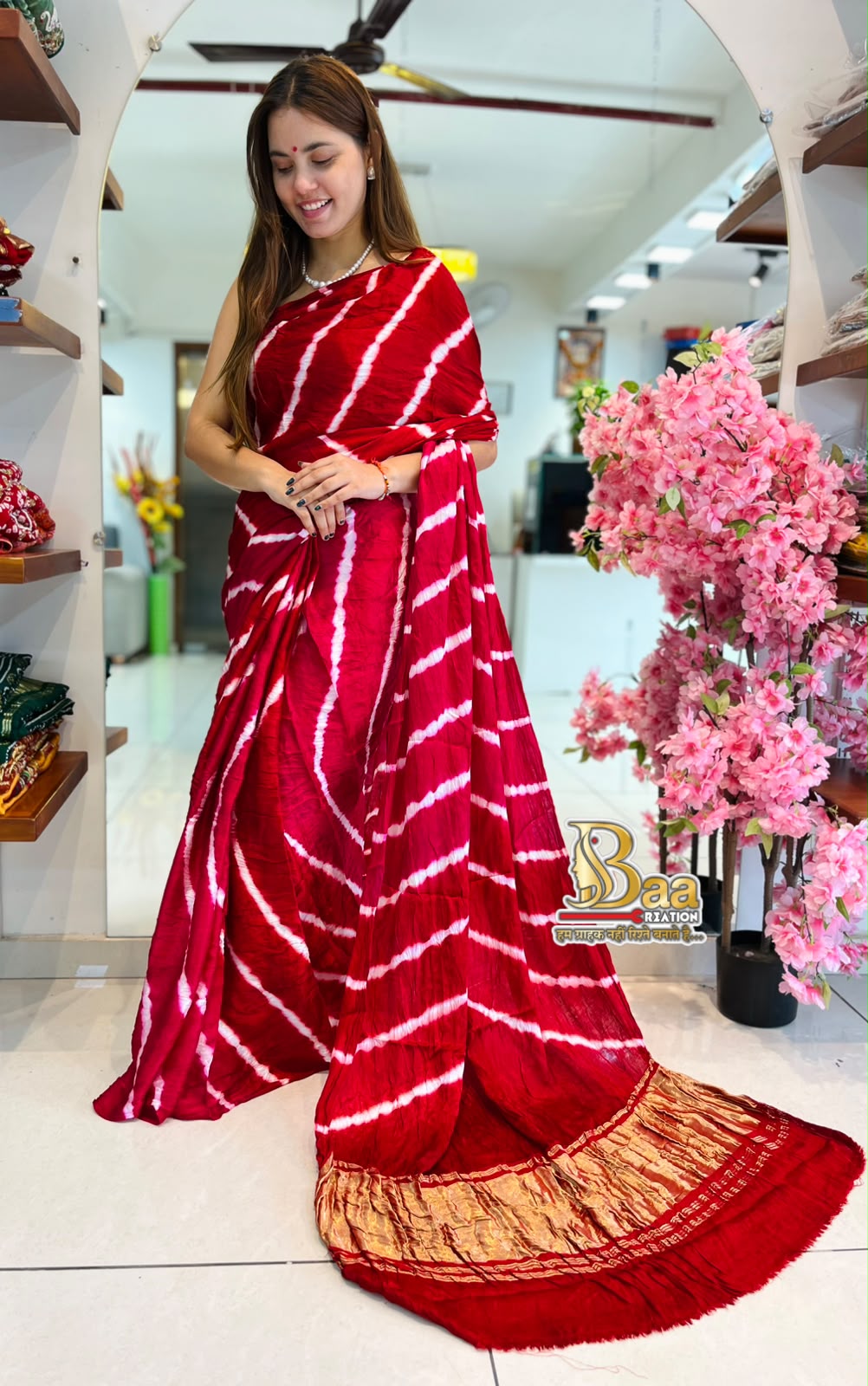 Semi Modal Silk Leheriya Saree