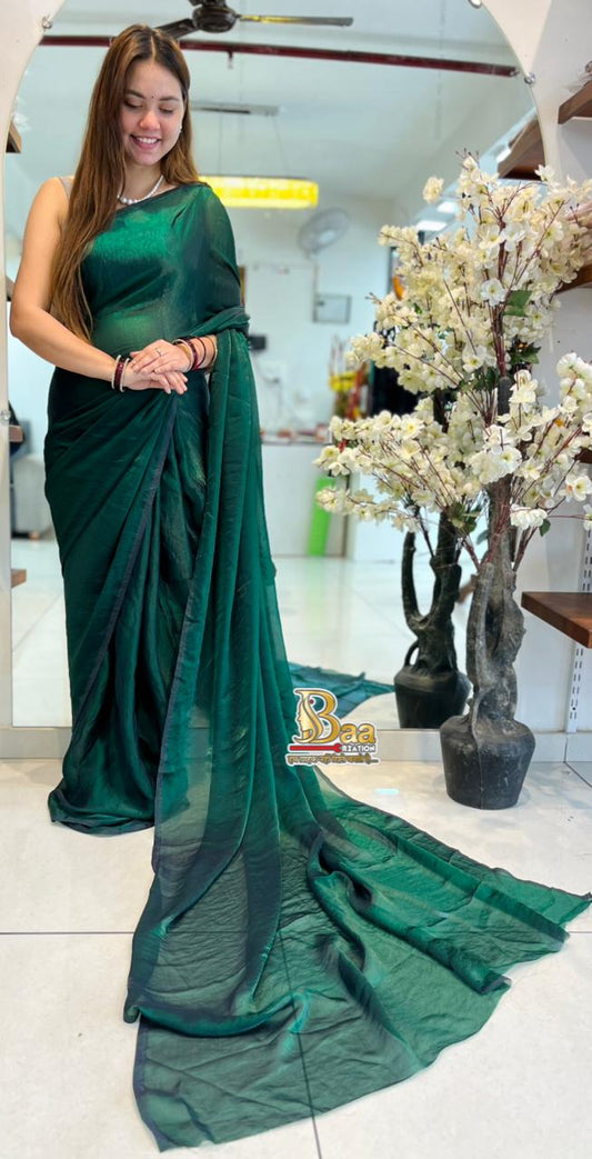 Soft Tissue Plain Saree