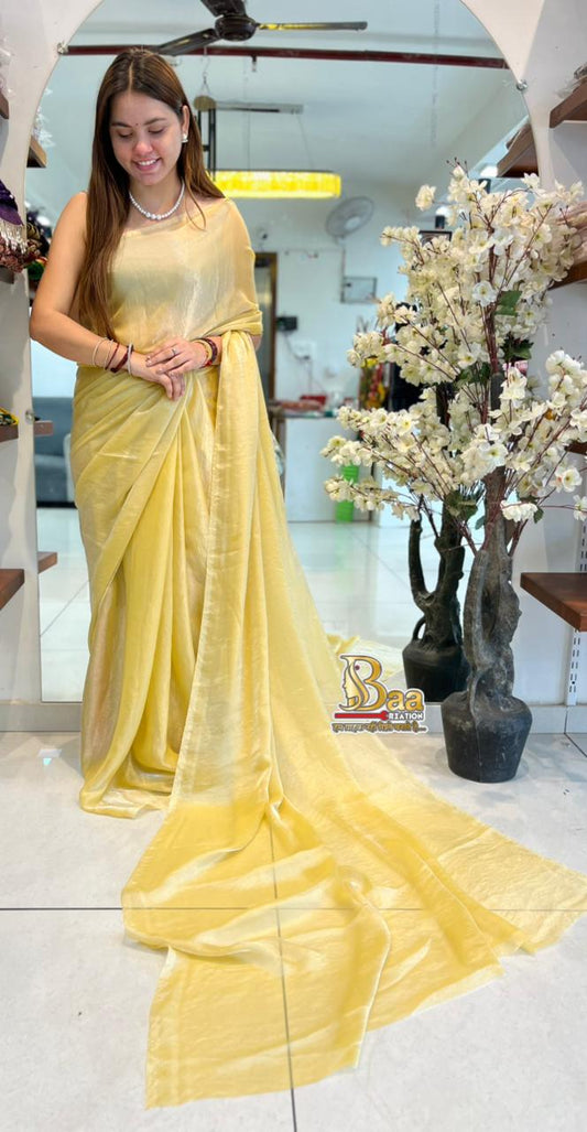 Soft Tissue Plain Saree