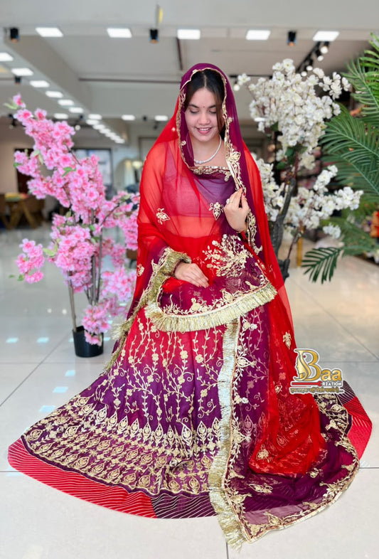 Beautiful Traditional Poshak Tissue Fabric Lehenga With Chiffon Odhna