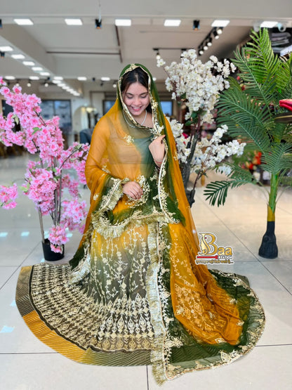 Beautiful Traditional Poshak Tissue Fabric Lehenga With Chiffon Odhna