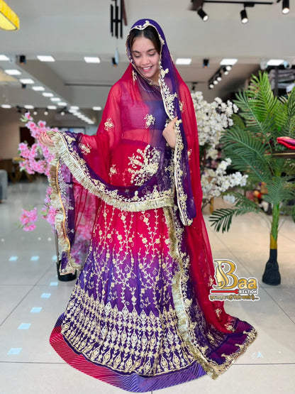 Beautiful Traditional Poshak Tissue Fabric Lehenga With Chiffon Odhna