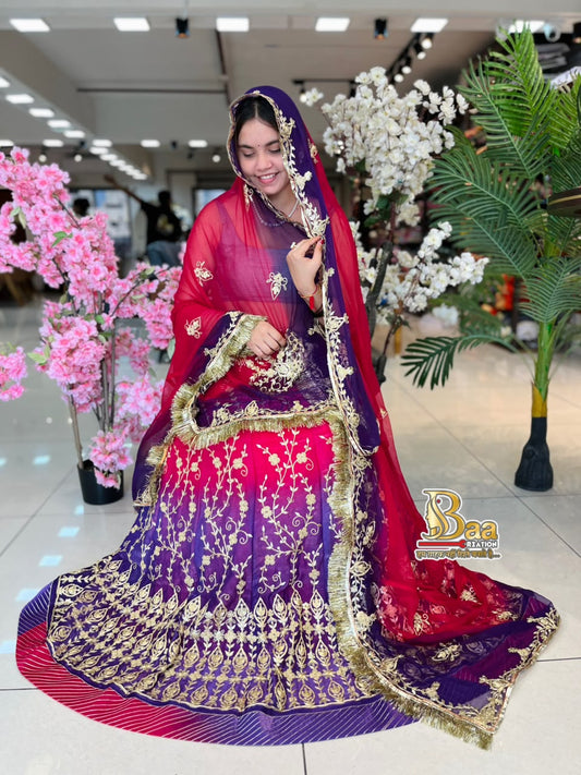 Beautiful Traditional Poshak Tissue Fabric Lehenga With Chiffon Odhna