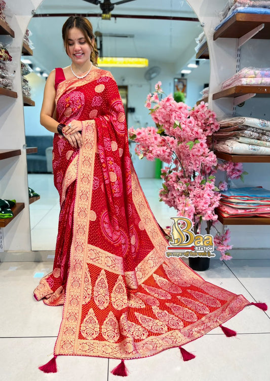Junglo Bandhni Saree