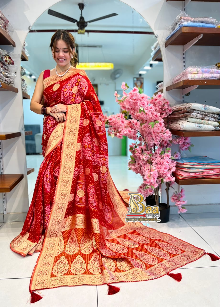 Junglo Bandhni Saree