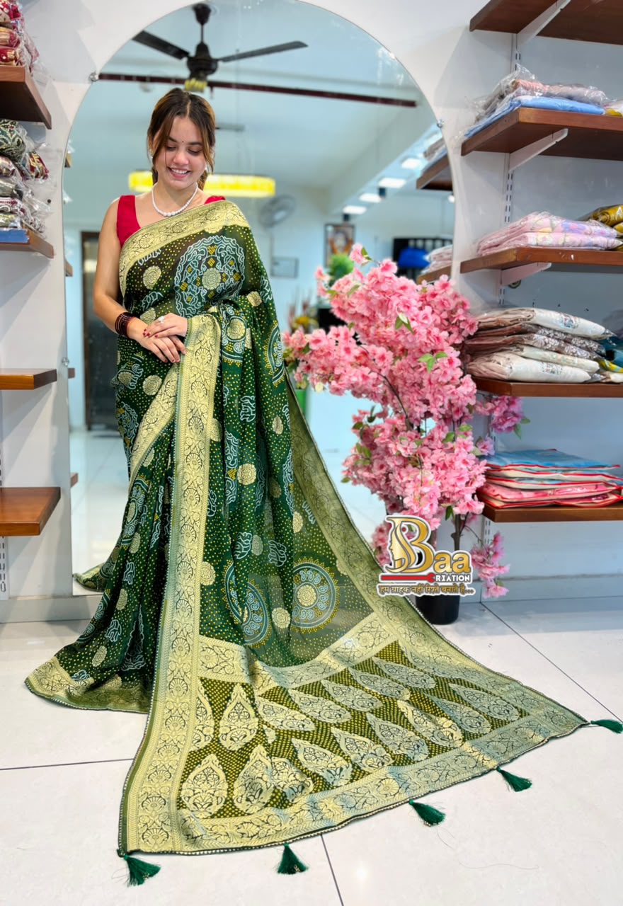 Junglo Bandhni Saree