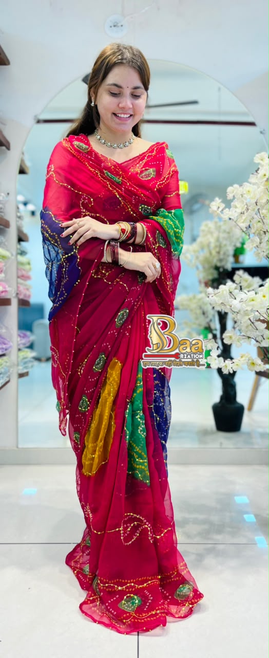 Multi Colour Kasumbo Saree