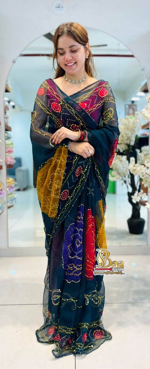 Multi Colour Kasumbo Saree