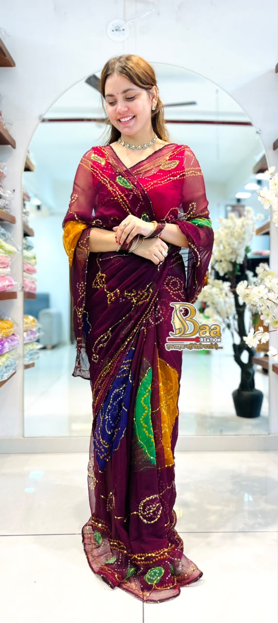 Multi Colour Kasumbo Saree