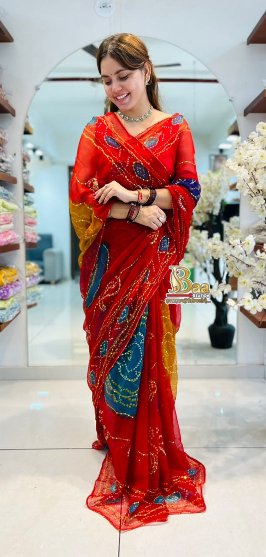 Multi Colour Kasumbo Saree