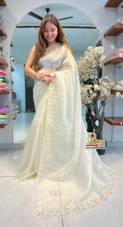 Premium Ivory Tissue Saree
