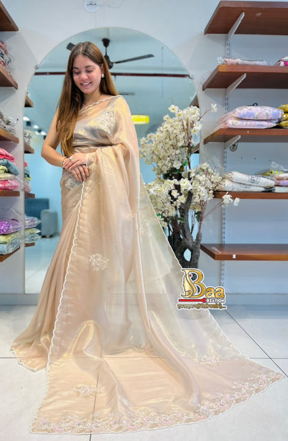 Premium Ivory Tissue Saree