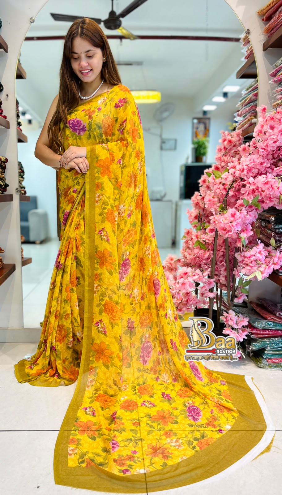 Soft Georgettte Fabric Printed Saree