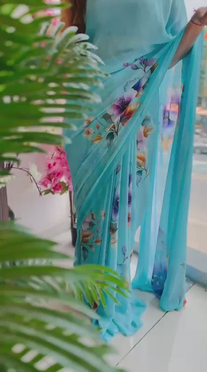 Premium Georgette Lachak Printed Saree