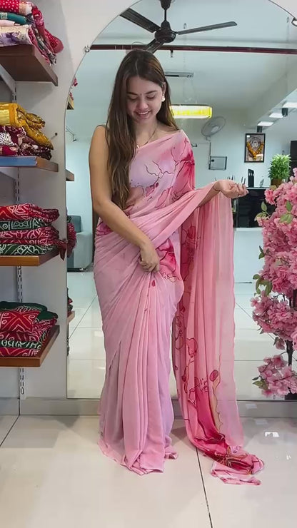 Premium Georgette Lachak  Printed Saree