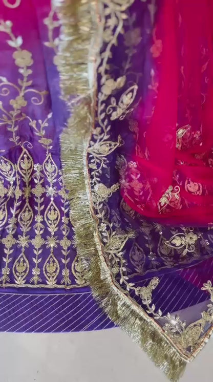 Beautiful Traditional Poshak Tissue Fabric Lehenga With Chiffon Odhna