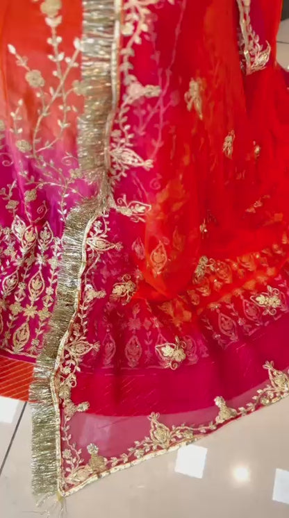 Beautiful Traditional Poshak Tissue Fabric Lehenga With Chiffon Odhna