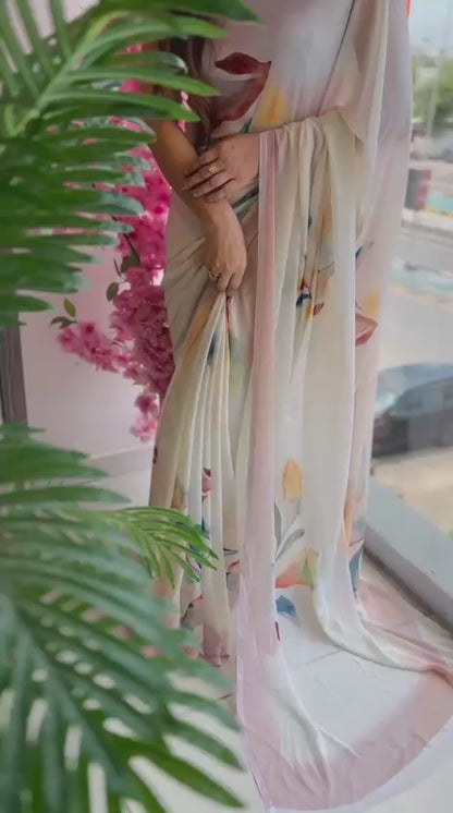 Premium Georgette Lachak Printed Saree
