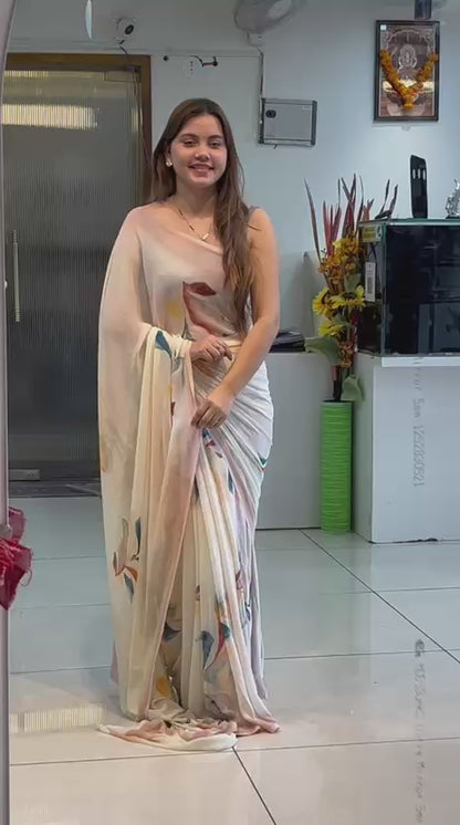 Premium Georgette Lachak Printed Saree