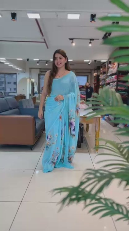 Premium Georgette Lachak Printed Saree