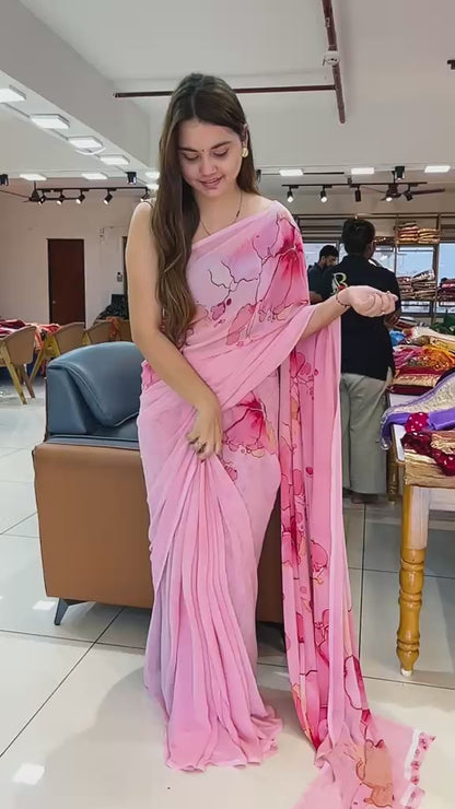 Premium Georgette Lachak  Printed Saree