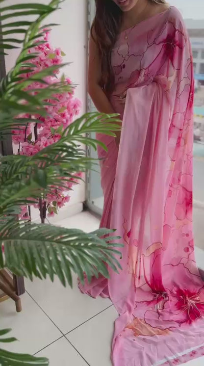 Premium Georgette Lachak  Printed Saree